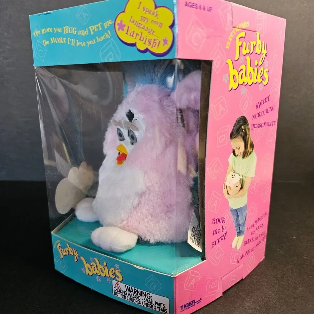 New Pink White Furby Baby, Vtg Sealed 1999 Tiger Electronics Talking Pet
